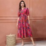 Women Floral Printed Fit & Flare Midi Dress