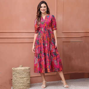 Women Floral Printed Fit & Flare Midi Dress