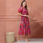 Women Floral Printed Fit & Flare Midi Dress